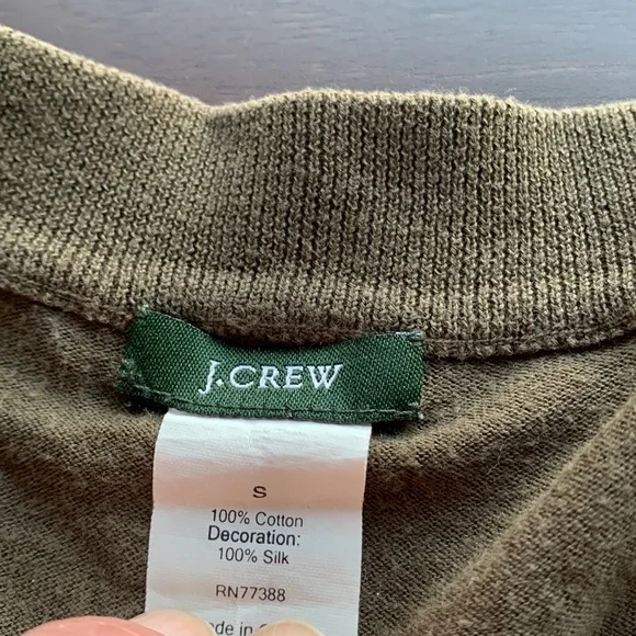 J Crew size S olive green cardigan with silk pockets - Picture 6 of 8